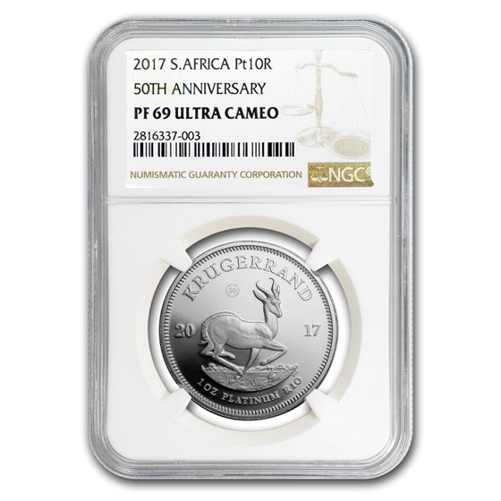 2017 South Africa 1 oz Platinum Krugerrand PF-69 NGC 2017 South Africa 1 oz Platinum Krugerrand PF-69 NGC